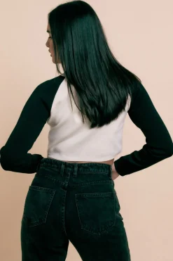 Daisy Street Raglan Cropped Knit With Star Motif-Women Tops