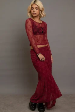 Daisy Street Lace Maxi Skirt With Bows-Women Partywear | Skirts