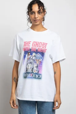 Daisy Street Relaxed Fit T-Shirt with Beetlejuice Graphic-Women Tops | T-Shirts