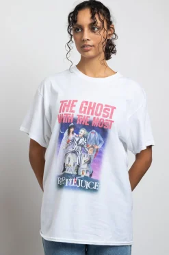 Daisy Street Relaxed Fit T-Shirt with Beetlejuice Graphic-Women Tops | T-Shirts