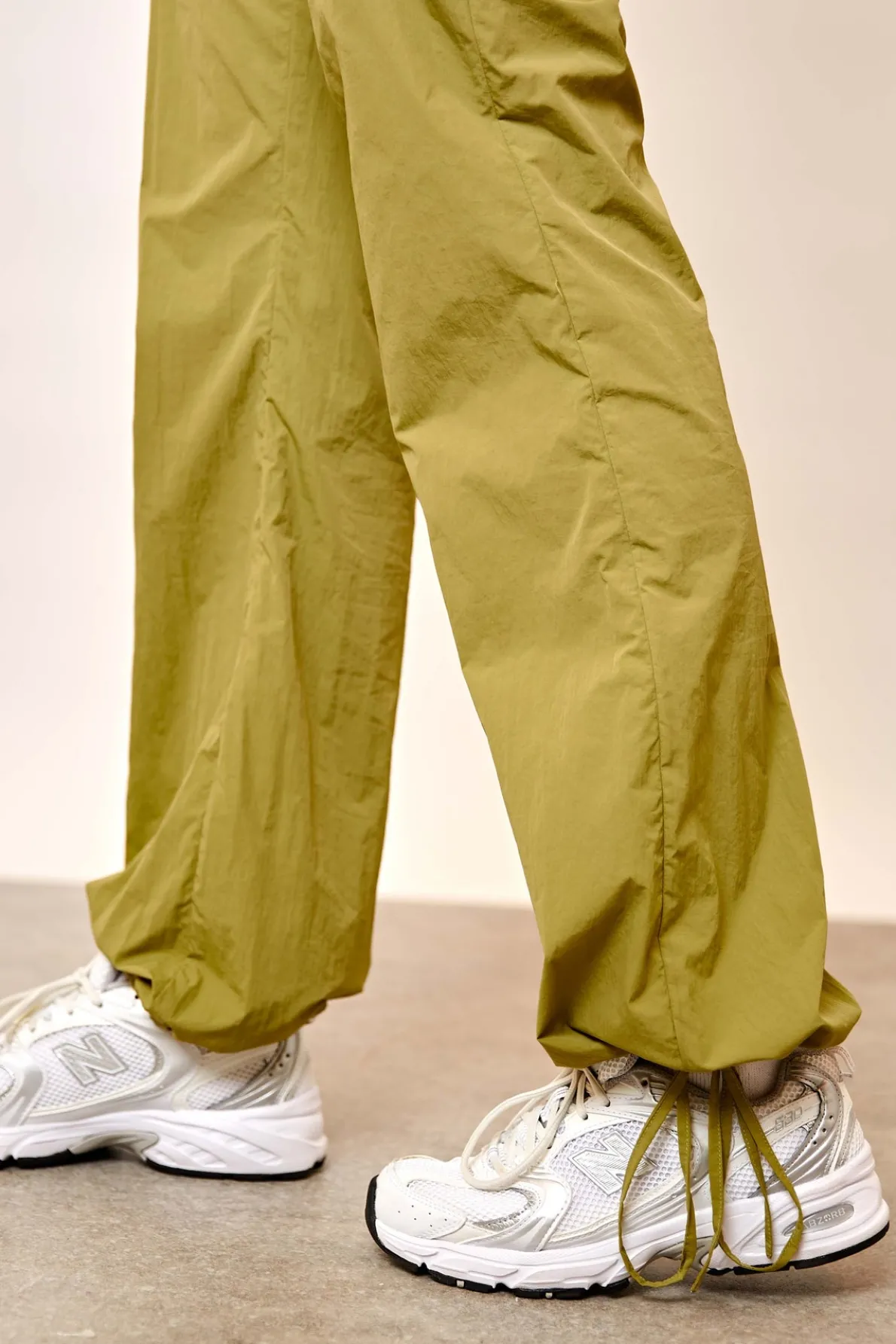 Daisy Street Relaxed Mid Rise Flared Nylon Trousers-Women Trousers