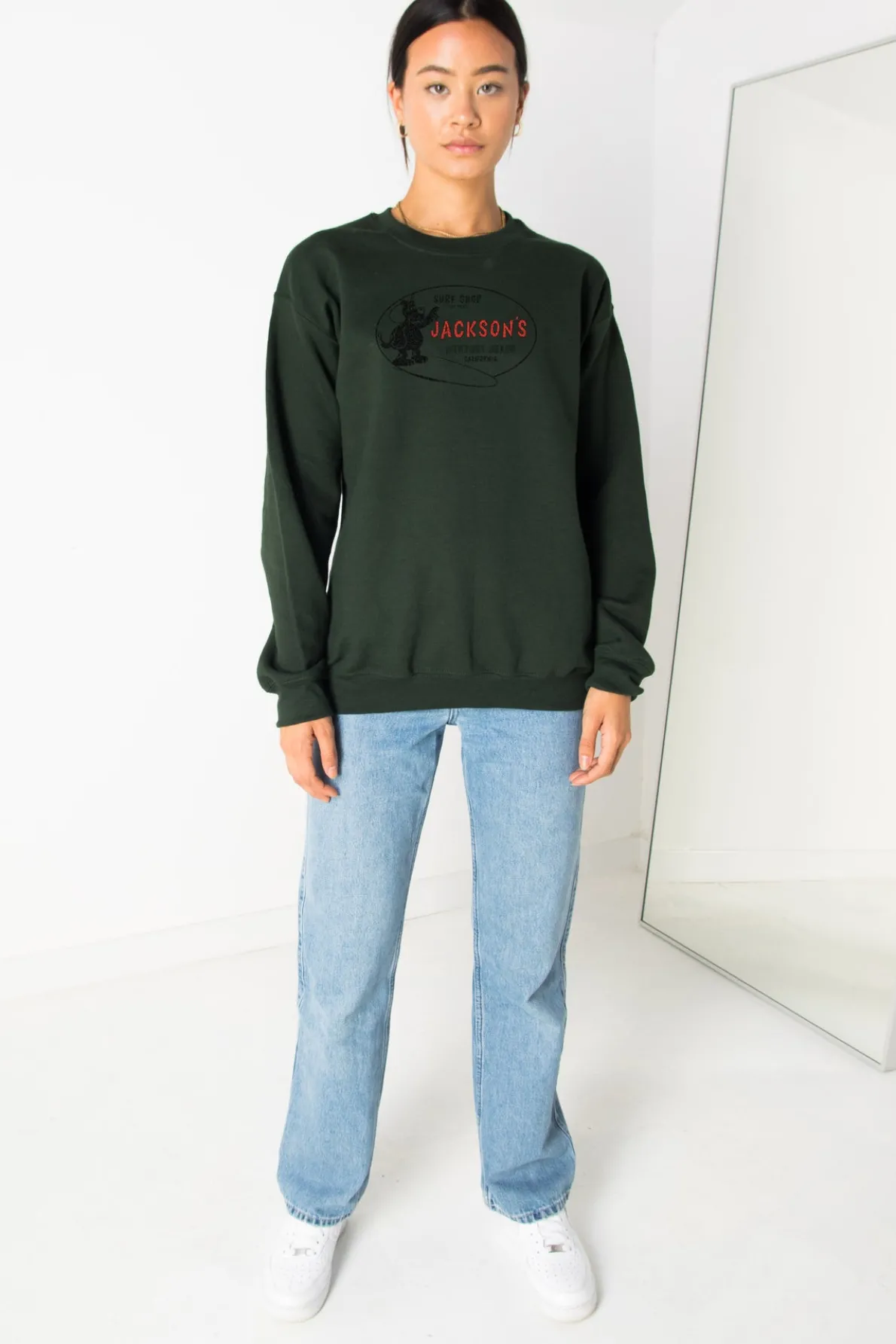 Daisy Street Relaxed Sweatshirt With Surf Shop Print-Women Hoodies & Sweatshirts