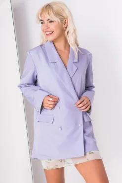 Daisy Street Relaxed Tailored Blazer with Pearl Buttons-Women Jackets