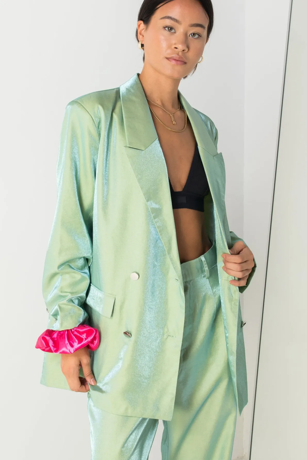 Daisy Street Relaxed Tailored Blazer in Iridescent Co-ord-Women Jackets | Co-ords