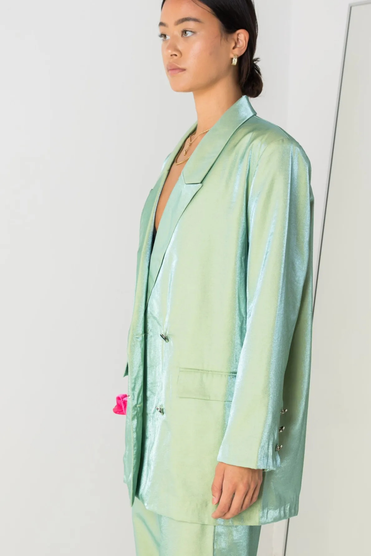 Daisy Street Relaxed Tailored Blazer in Iridescent Co-ord-Women Jackets | Co-ords