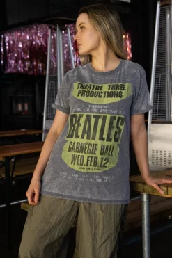 Daisy Street Relaxed T-Shirt with The Beatles Carnegie Hall Print-Women Band Tees | T-Shirts