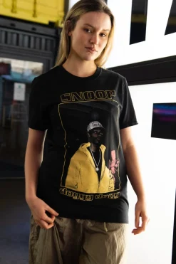 Daisy Street Relaxed T-Shirt with Snoop Dogg Print-Women Band Tees | T-Shirts