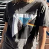 Daisy Street Relaxed T-Shirt with Pink Floyd Print Split Graphic-Women Band Tees | T-Shirts