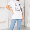 Daisy Street Relaxed T-Shirt with Blondie B&W Print-Women Band Tees | T-Shirts