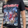 Daisy Street Relaxed T-Shirt with Iron Maiden Print-Women Band Tees