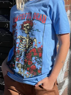 Daisy Street Relaxed T-Shirt with Grateful Dead Print-Women Band Tees
