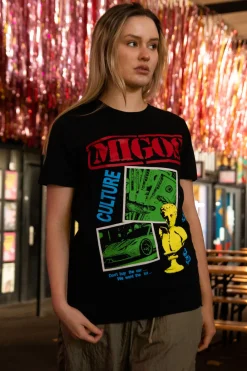 Daisy Street Relaxed T-Shirt with Migos Print-Women Band Tees | T-Shirts