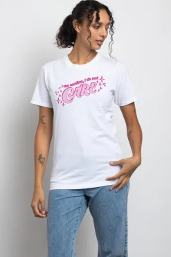 Daisy Street Relaxed T-Shirt with I Do Not Care Print-Women T-Shirts