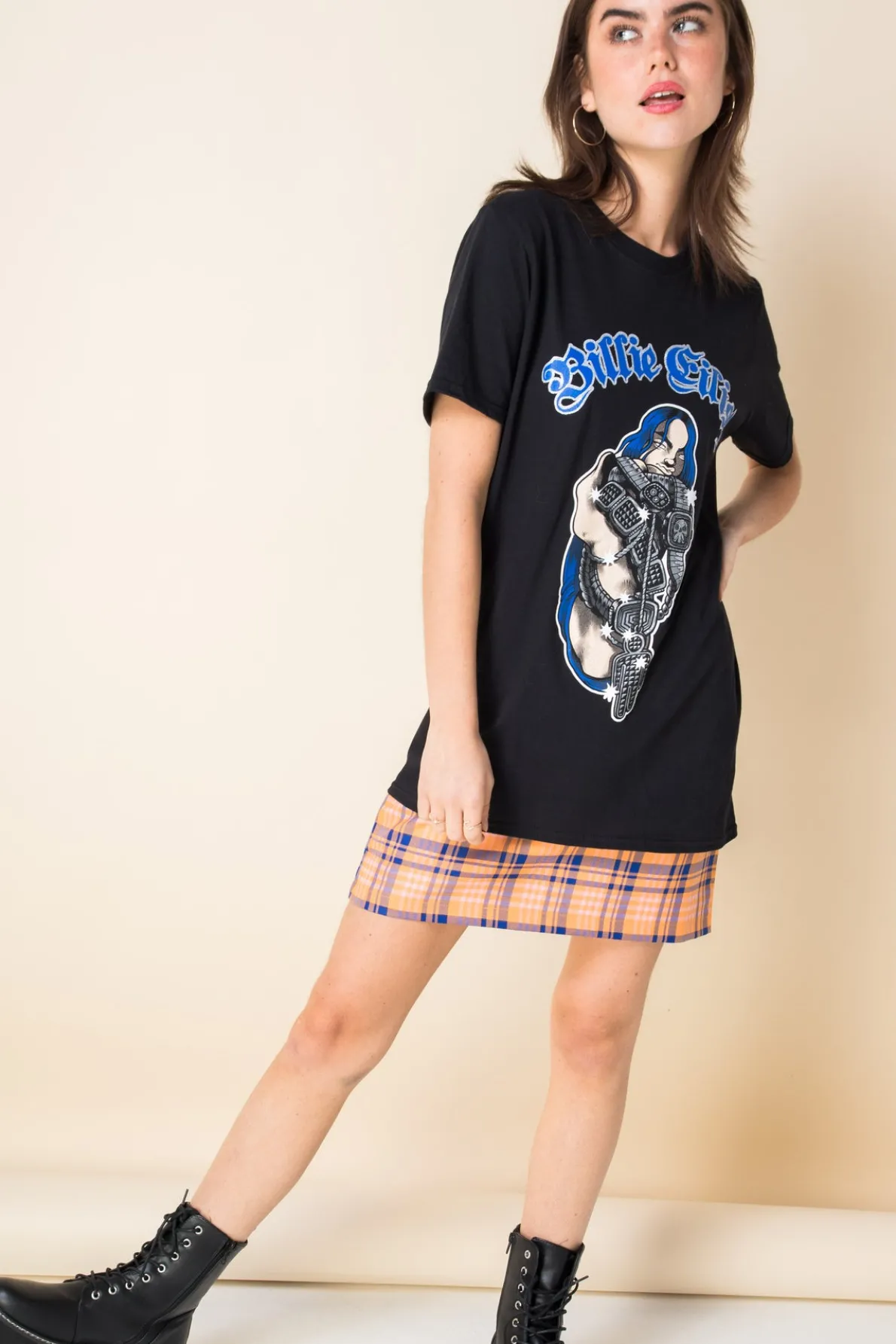 Daisy Street Relaxed T-Shirt with Billie Eilish Print-Women Band Tees