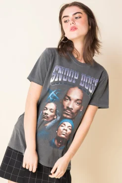 Daisy Street Relaxed T-Shirt with Snoop Dogg Print-Women Band Tees | T-Shirts