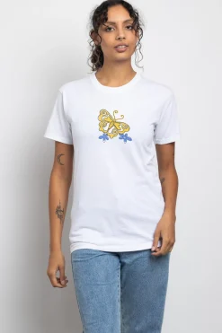 Daisy Street Relaxed T-Shirt with Social Butterfly Print-Women T-Shirts