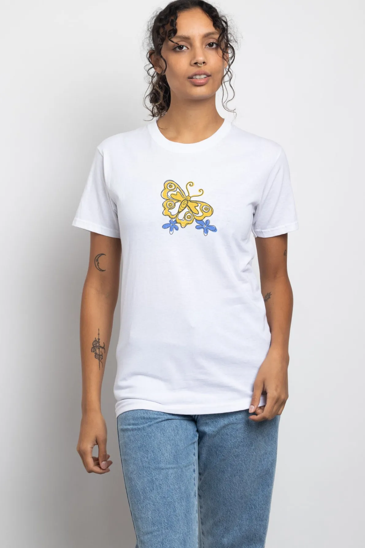 Daisy Street Relaxed T-Shirt with Social Butterfly Print-Women T-Shirts