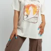 Daisy Street Relaxed T-Shirt with Wild Child Print-Women T-Shirts