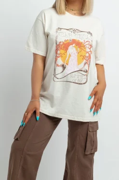 Daisy Street Relaxed T-Shirt with Wild Child Print-Women T-Shirts