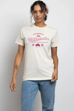 Daisy Street Relaxed T-Shirt with Milkshake Print-Women T-Shirts