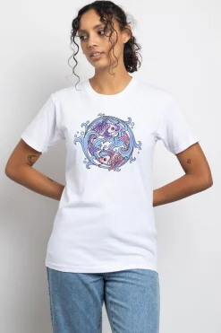 Daisy Street Relaxed T-Shirt with Koi Print-Women T-Shirts