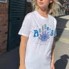 Daisy Street Relaxed T-Shirt with Abierto Print-Women T-Shirts