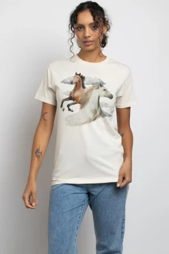 Daisy Street Relaxed T-Shirt with Horses Print-Women T-Shirts