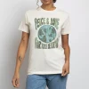 Daisy Street Relaxed T-Shirt with Peace and Love Print-Women T-Shirts