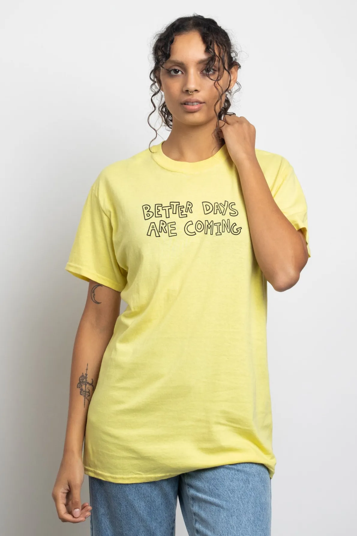 Daisy Street Relaxed T-Shirt with Better Days Are Coming Print-Women T-Shirts