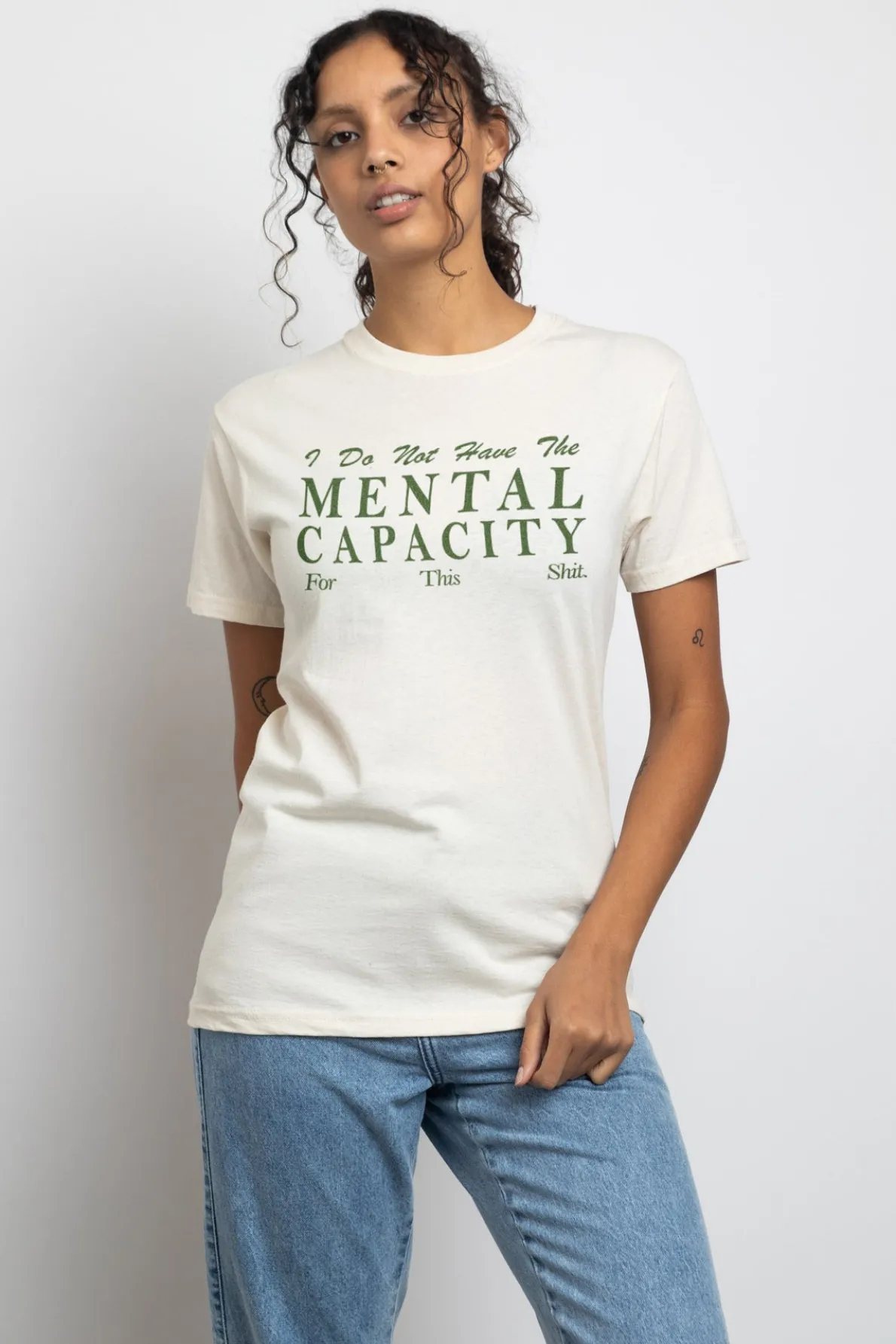 Daisy Street Relaxed T-Shirt with Mental Capacity Print-Women T-Shirts