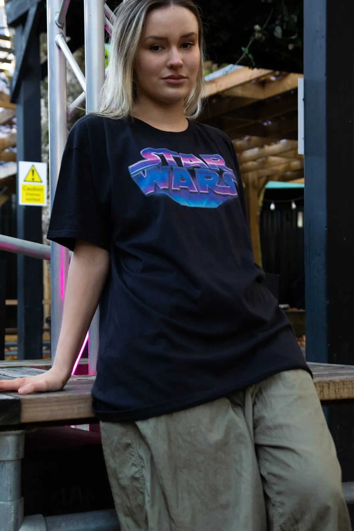 Daisy Street Relaxed T-Shirt with Star Wars Logo Print-Women T-Shirts
