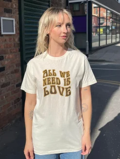 Daisy Street Relaxed T-Shirt with All We Need Is Love Graphic-Women T-Shirts