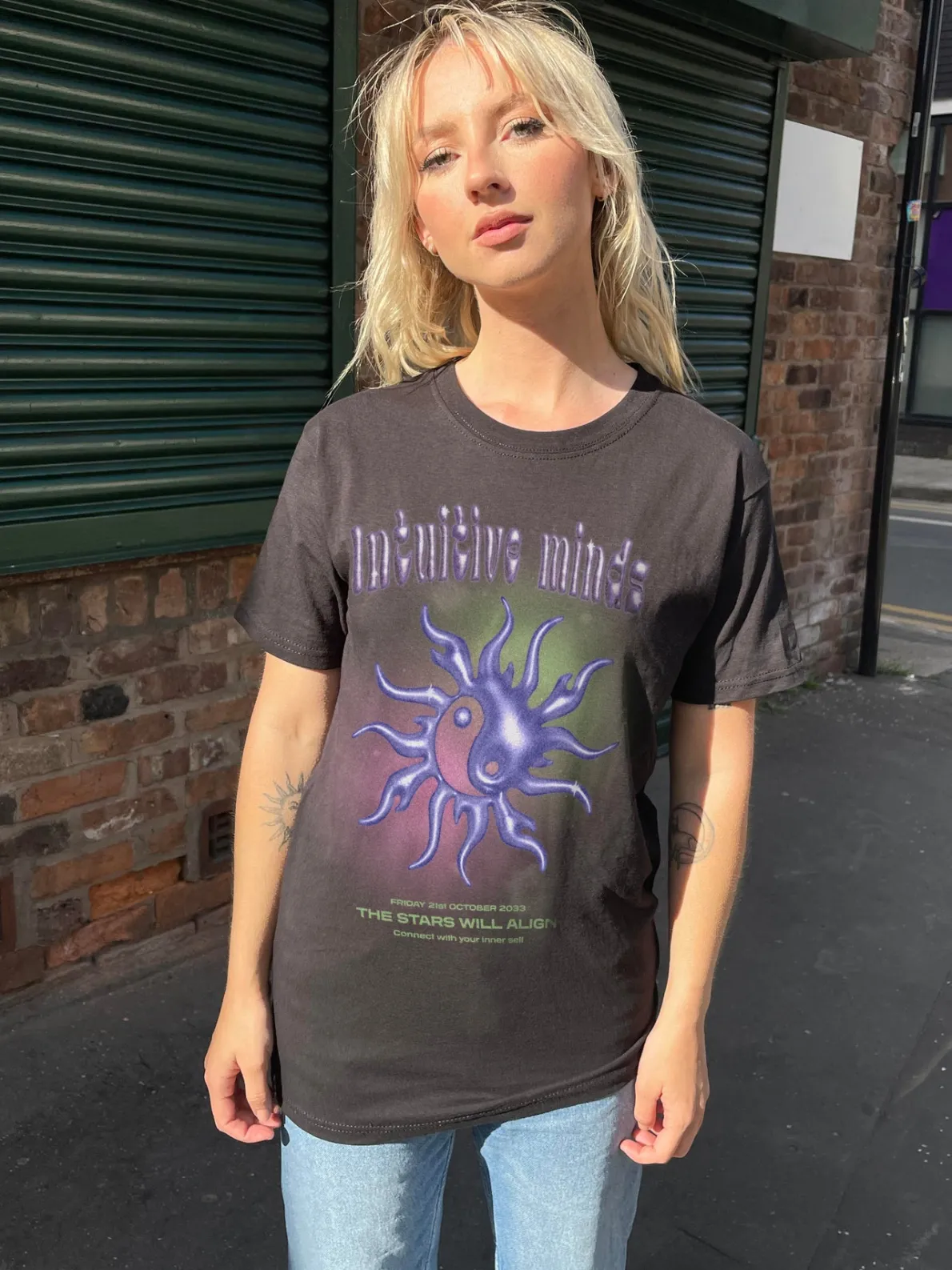 Daisy Street Relaxed T-Shirt with Intuitive Minds Graphic-Women T-Shirts