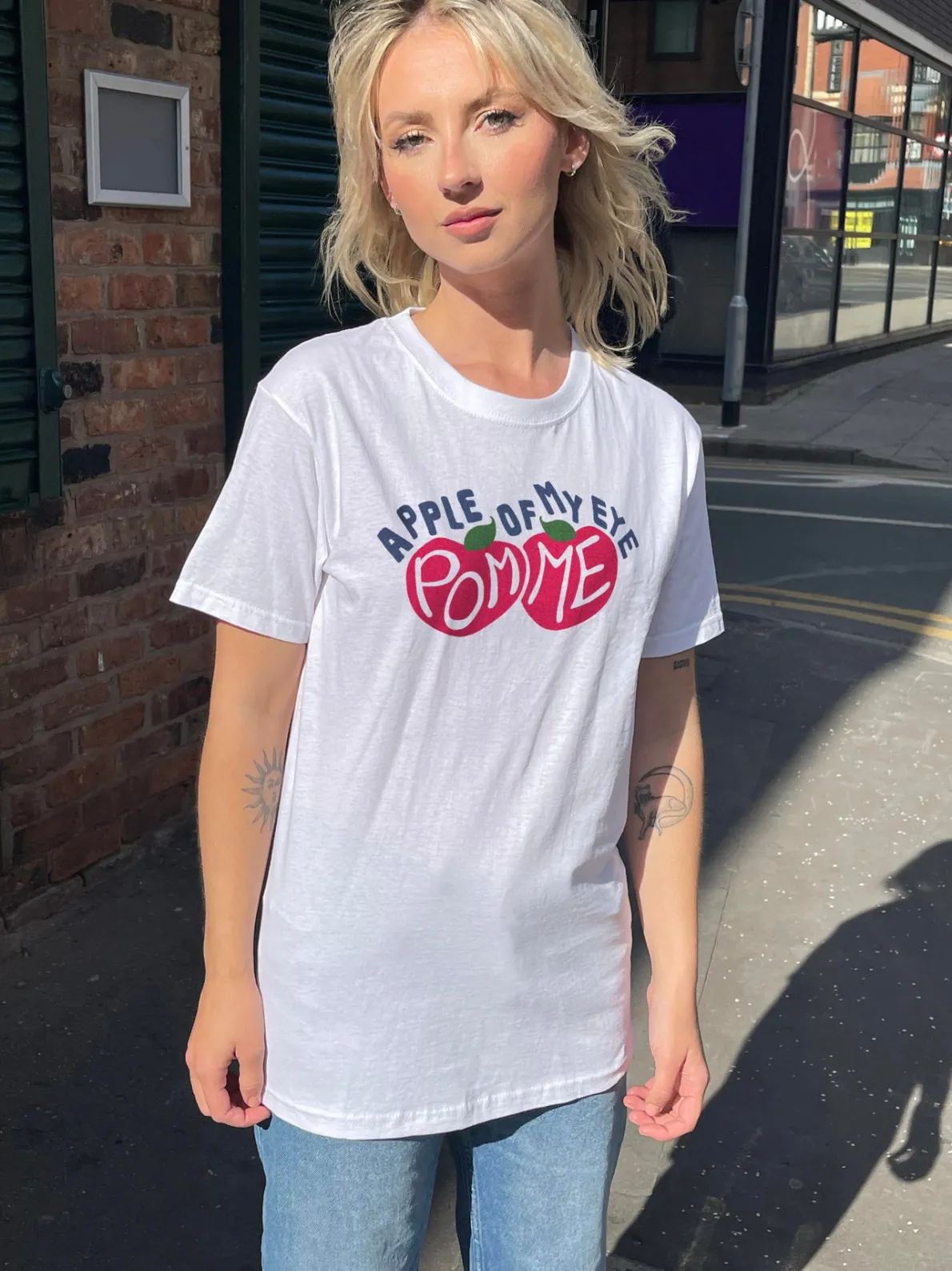 Daisy Street Relaxed T-Shirt with Pomme Graphic-Women T-Shirts
