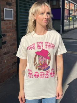 Daisy Street Relaxed T-Shirt with Not My First Rodeo Graphic-Women T-Shirts