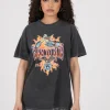 Daisy Street Relaxed T-Shirt with Born to Ride Bike Print-Women T-Shirts