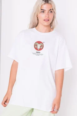 Daisy Street Relaxed T-Shirt with Aries Print-Women T-Shirts