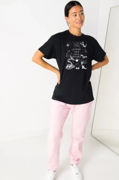 Daisy Street Relaxed T-Shirt with Halloween Witches Print-Women T-Shirts