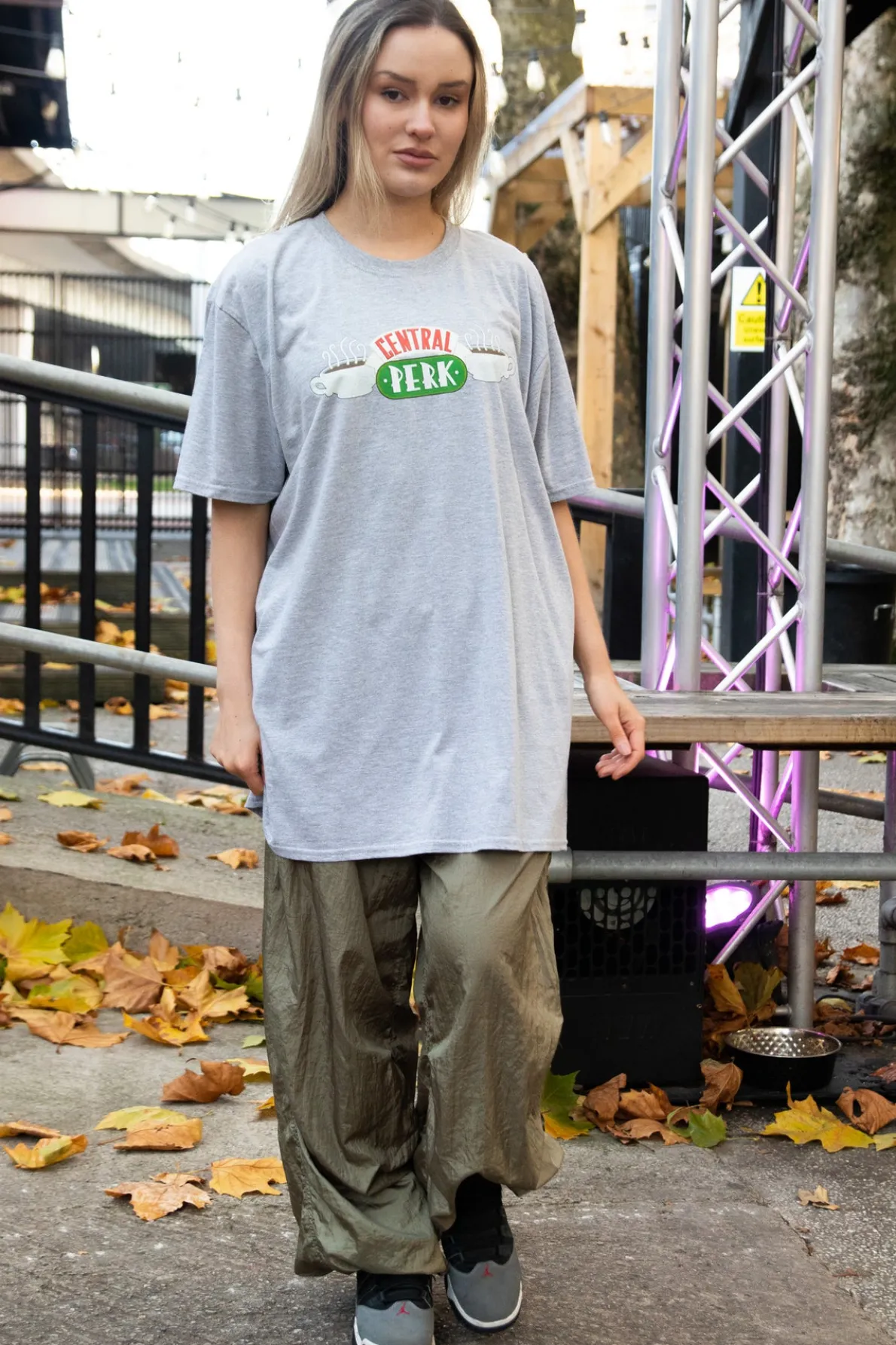Daisy Street Relaxed T-Shirt with Central Perk Print-Women T-Shirts