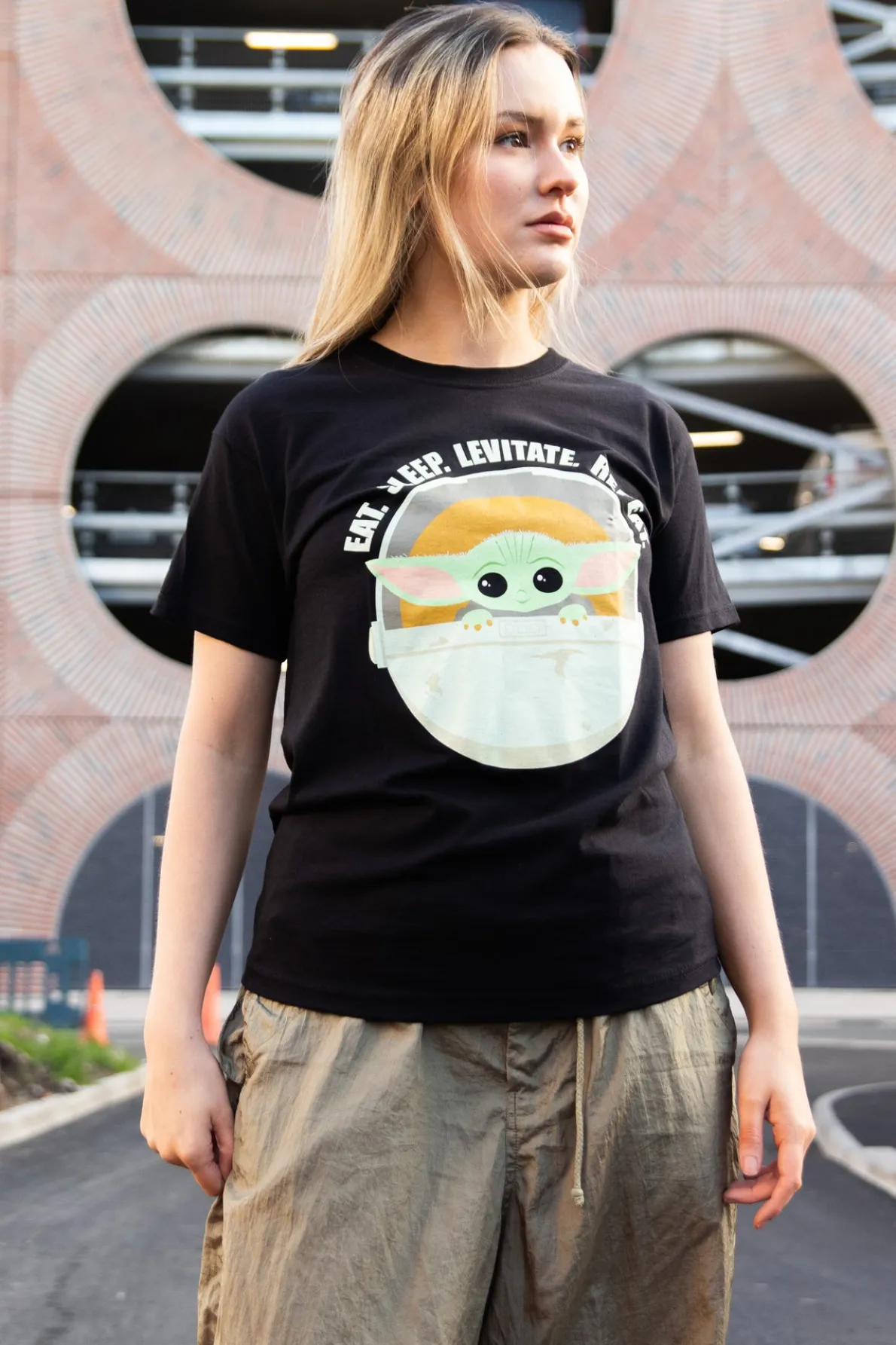 Daisy Street Relaxed T-Shirt with Star Wars Mandalorian Print-Women T-Shirts