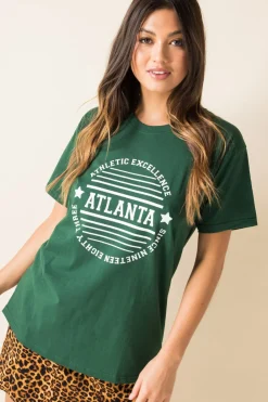 Daisy Street Relaxed T-Shirt With Atlanta Print-Women T-Shirts