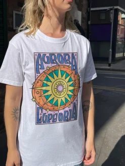 Daisy Street Relaxed T-Shirt with Aurora Print-Women T-Shirts