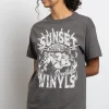 Daisy Street Relaxed T-Shirt with Sunset Vinyls Print-Women T-Shirts
