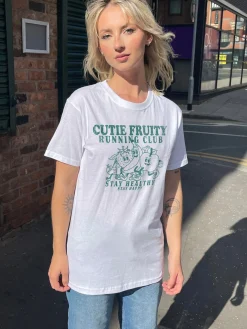 Daisy Street Relaxed T-Shirt with Cutie Fruity Print-Women T-Shirts