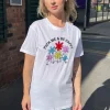 Daisy Street Relaxed T-Shirt with Pick Me Be Happy Print-Women T-Shirts