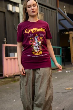 Daisy Street Relaxed T-Shirt with Harry Potter Gryffindor Red-Women Tops | T-Shirts