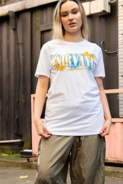 Daisy Street Relaxed T-Shirt with Nirvana All Apologies Print-Women Tops | T-Shirts