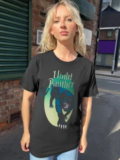 Daisy Street Relaxed T-Shirt with Night Panther Print-Women T-Shirts