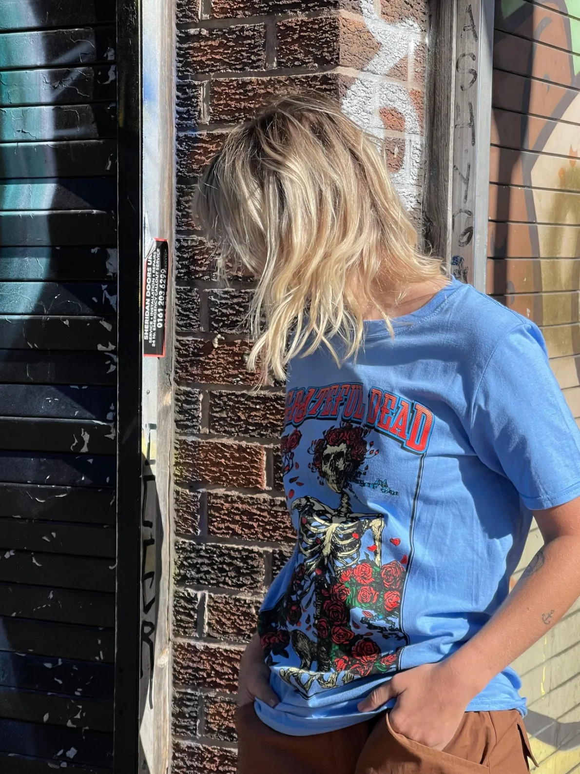 Daisy Street Relaxed T-Shirt with Grateful Dead Print-Women Band Tees