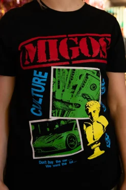 Daisy Street Relaxed T-Shirt with Migos Print-Women Band Tees | T-Shirts